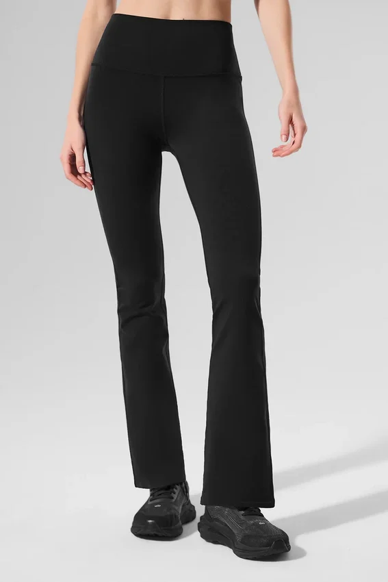 Leggings de talle alta y corte acampanado 7/8 «Airbrush» - Negro