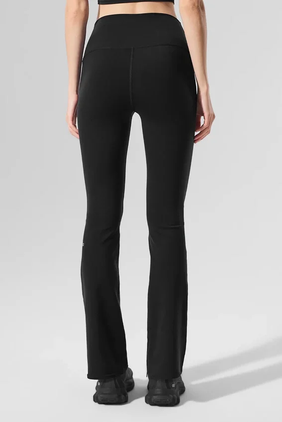 Leggings de talle alta y corte acampanado 7/8 «Airbrush» - Negro