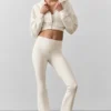 Leggings de talle alto y corte acampanado Airbrush - Marfil