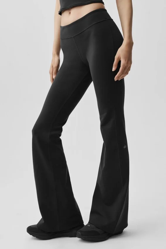 Leggings de talle bajo y corte acampanado Airbrush - Negro