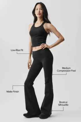 Leggings de talle bajo y corte acampanado Airbrush – Negro