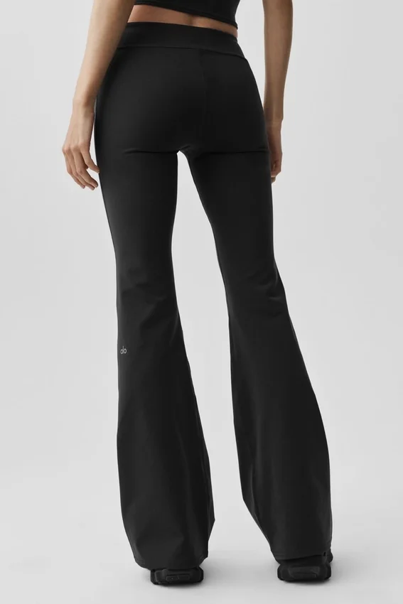 Leggings de talle bajo y corte acampanado Airbrush - Negro