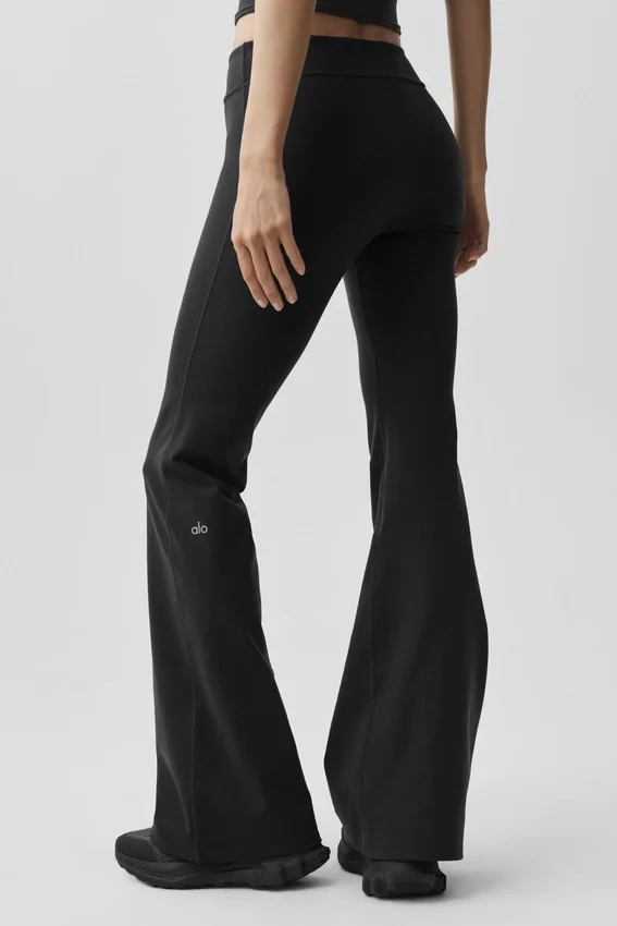 Leggings de talle bajo y corte acampanado Airbrush - Negro