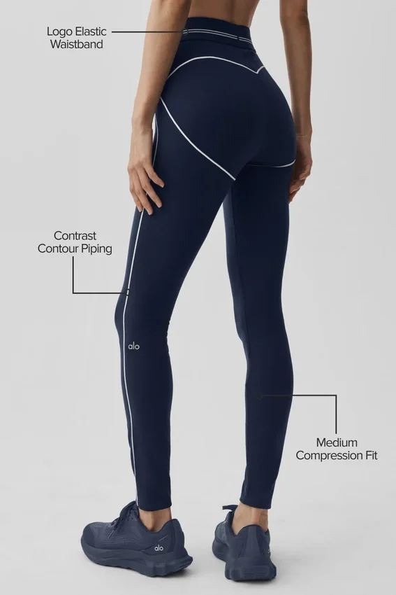 Leggings «Heart Throb» de cintura alta con efecto Airbrush - Azul marino/Blanco