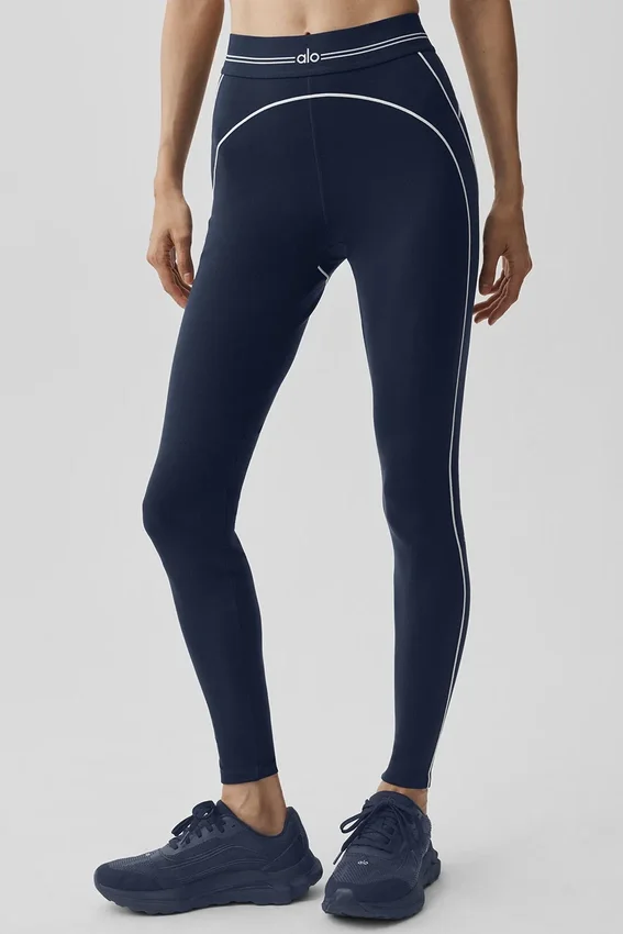 Leggings «Heart Throb» de cintura alta con efecto Airbrush - Azul marino/Blanco