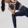 Leggings «Heart Throb» de cintura High-Waist y largo 7/8 con estampado «Airbrush» - Azul marino/Blanco
