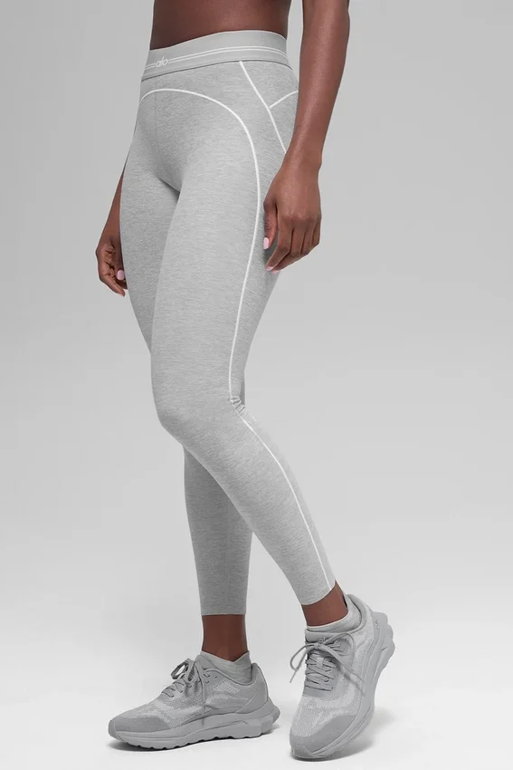 Leggings «Heart Throb» High-Waist y largo 7/8 de Alosoft - Gris jaspeado deportivo/Blanco