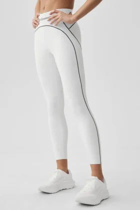 Leggings High-Waist 7/8 «Heart Throb» – Blanco/Negro