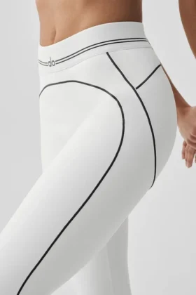 Leggings High-Waist 7/8 «Heart Throb» – Blanco/Negro