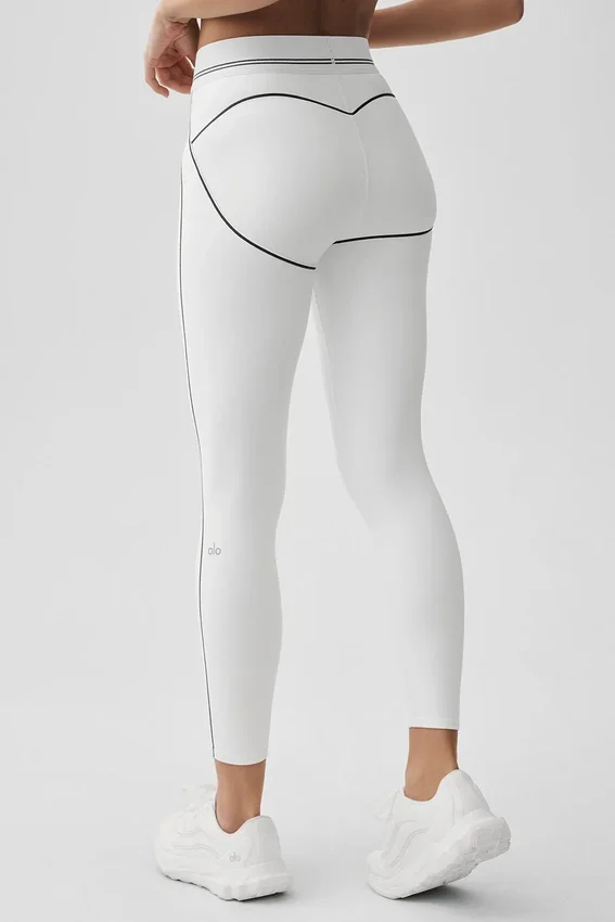 Leggings High-Waist 7/8 «Heart Throb» – Blanco/Negro