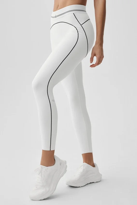 Leggings High-Waist 7/8 «Heart Throb» – Blanco/Negro