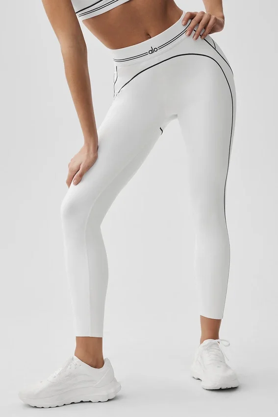 Leggings High-Waist 7/8 «Heart Throb» – Blanco/Negro