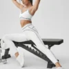 Leggings High-Waist 7/8 «Heart Throb» – Blanco/Negro