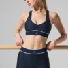 Leggings High-Waist con estribos «Darling» de malla Airlift — Azul marino