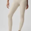 Leggings High-Waist «Heart Throb» de Alosoft - Gris avena jaspeado/Blanco