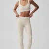 Leggings High-Waist «Heart Throb» de Alosoft - Gris avena jaspeado/Blanco