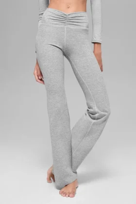 Leggings High-Waist y corte acampanado Alosoft Intuition - Gris jaspeado deportivo