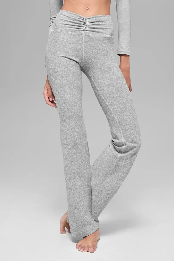 Leggings High-Waist y corte acampanado Alosoft Intuition - Gris jaspeado deportivo