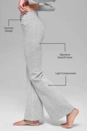 Leggings High-Waist y corte acampanado Alosoft Intuition – Gris jaspeado deportivo