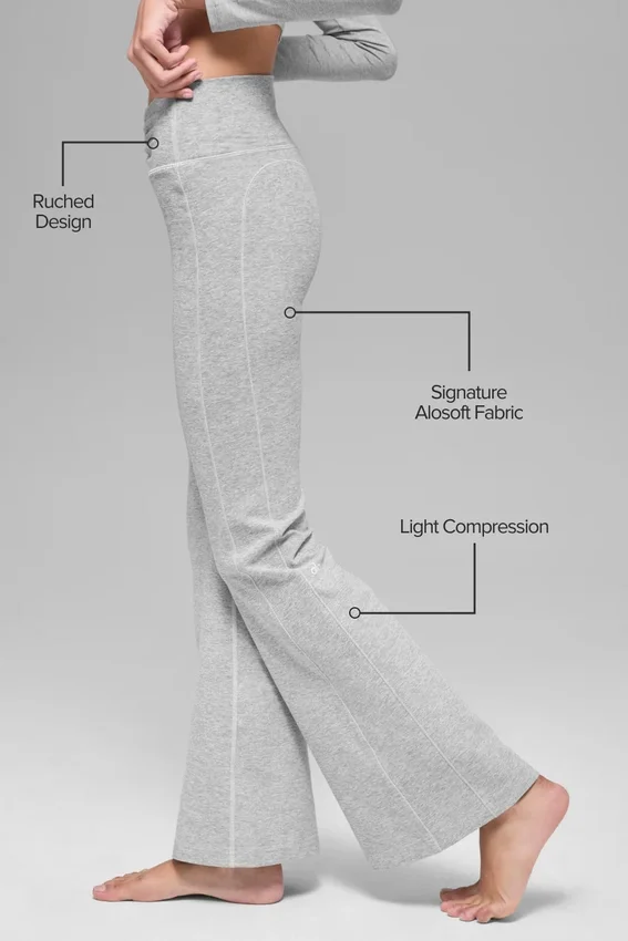 Leggings High-Waist y corte acampanado Alosoft Intuition - Gris jaspeado deportivo
