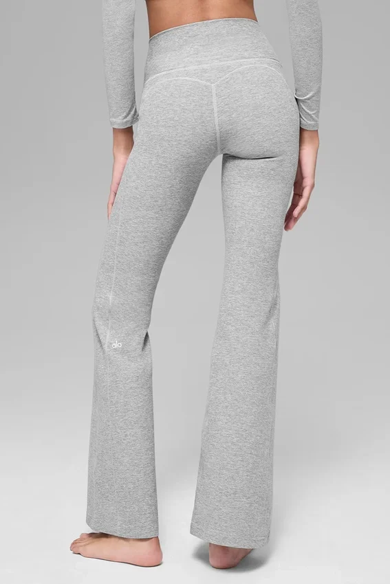 Leggings High-Waist y corte acampanado Alosoft Intuition - Gris jaspeado deportivo