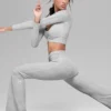 Leggings High-Waist y corte acampanado Alosoft Intuition - Gris jaspeado deportivo