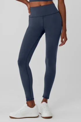 Leggings «Nocturne» High-Waist, cálidos para invierno, con efecto Airbrush — Azul marino