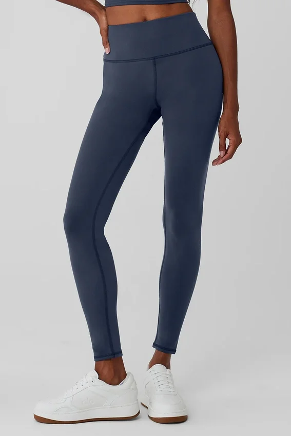 Leggings «Nocturne» High-Waist, cálidos para invierno, con efecto Airbrush — Azul marino