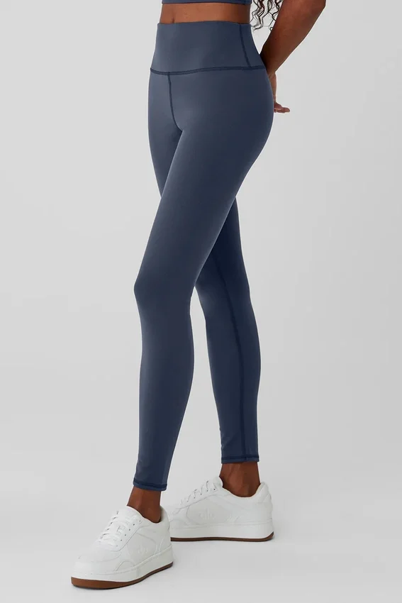 Leggings «Nocturne» High-Waist, cálidos para invierno, con efecto Airbrush — Azul marino