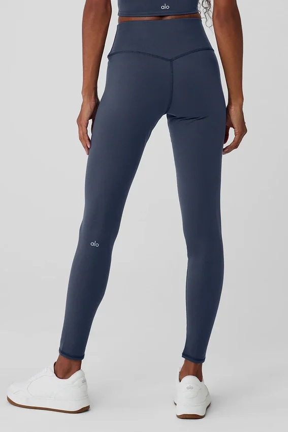 Leggings «Nocturne» High-Waist, cálidos para invierno, con efecto Airbrush — Azul marino