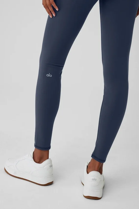 Leggings «Nocturne» High-Waist, cálidos para invierno, con efecto Airbrush — Azul marino