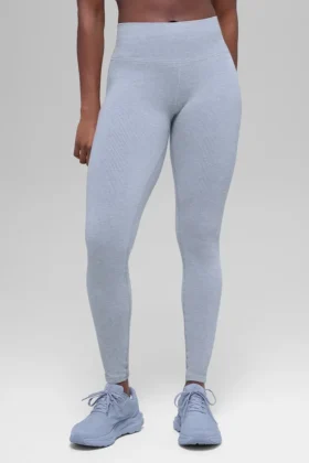 Leggings sin costuras de cintura High-Waist con canalé bicolor - Winter Frost Heather