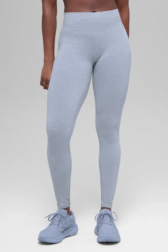 Leggings sin costuras de cintura High-Waist con canalé bicolor - Winter Frost Heather