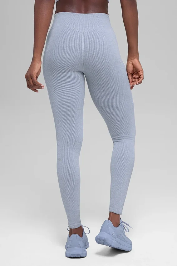 Leggings sin costuras de cintura High-Waist con canalé bicolor - Winter Frost Heather
