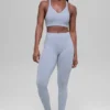 Leggings sin costuras de cintura High-Waist con canalé bicolor - Winter Frost Heather