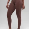 Leggings sin costuras de cintura High-Waist y dos tonos con tejido acanalado - Brownstone Heather