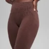 Leggings sin costuras de cintura High-Waist y dos tonos con tejido acanalado - Brownstone Heather