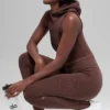 Leggings sin costuras de cintura High-Waist y dos tonos con tejido acanalado - Brownstone Heather