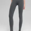 Leggings sin costuras High-Waist con canalé bicolor - Gris niebla oscuro jaspeado