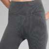 Leggings sin costuras High-Waist con canalé bicolor - Gris niebla oscuro jaspeado