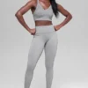 Leggings sin costuras High-Waist con canalé bicolor - Light Misty Grey Heather