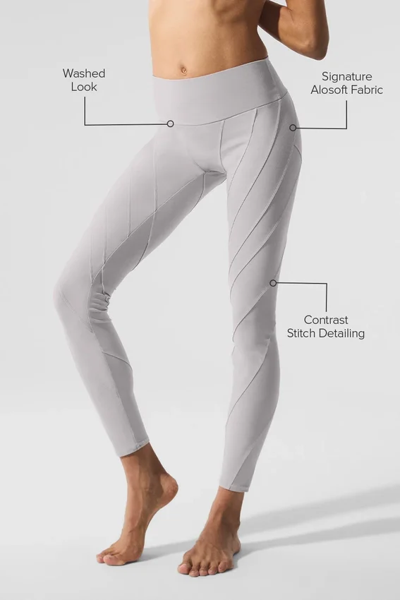 Leggings «Sunray» High-Waist de Alosoft con efecto lavado - Gris cielo