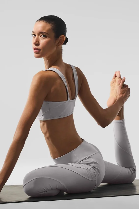Leggings «Sunray» High-Waist de Alosoft con efecto lavado - Gris cielo