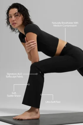 Mallas Alo Softsculpt High-Waist 7/8 Bootcut Leggings – Negro