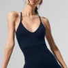 Mono entero «Favorite» de canalé sin costuras - Azul marino