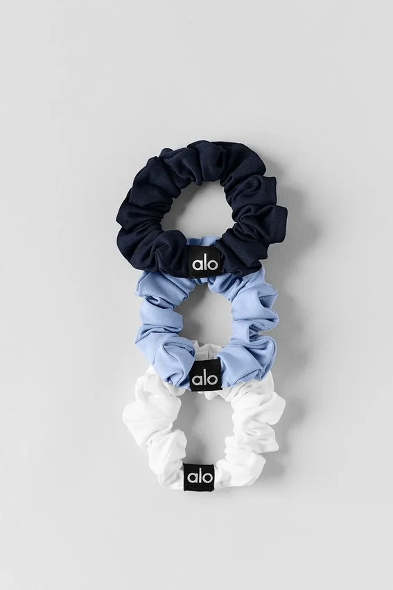 Pack de 3 mini gomas para el pelo Fresh - Azul Provenza claro/Azul marino/Blanco