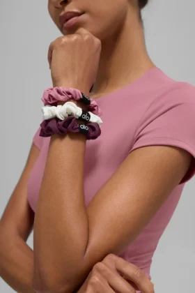 Pack de 3 mini gomas para el pelo Fresh – Burdeos/Rosa rosa silvestre/Marfil