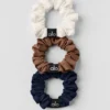 Pack de 3 mini gomas para el pelo «Fresh» - Marrón bronceado/Marfil/Azul marino