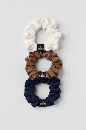Pack de 3 mini gomas para el pelo «Fresh» - Marrón bronceado/Marfil/Azul marino