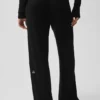Pantalón ancho de talle medio Unwind de jersé — Negro